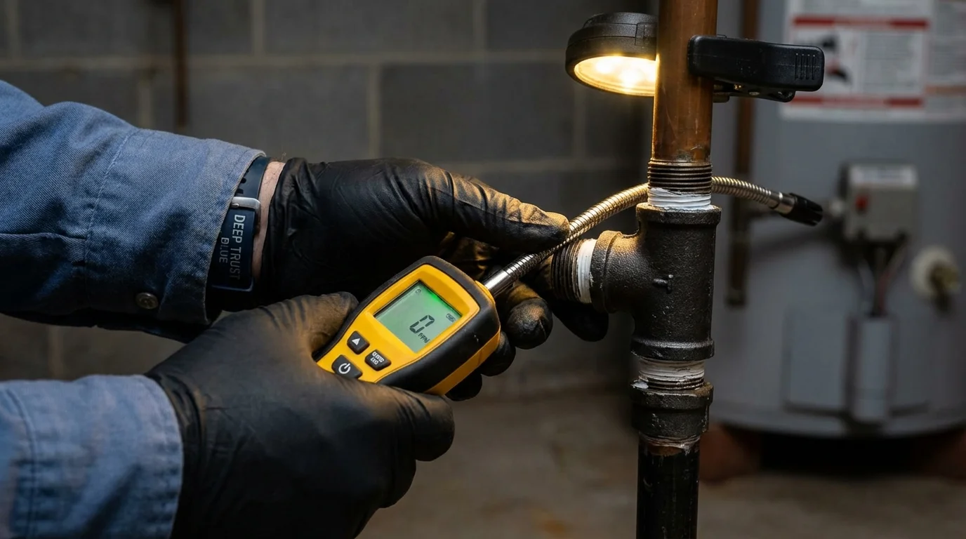 Gas leak detection with electronic sniffer by Johns Plumbing LLC in Lincoln