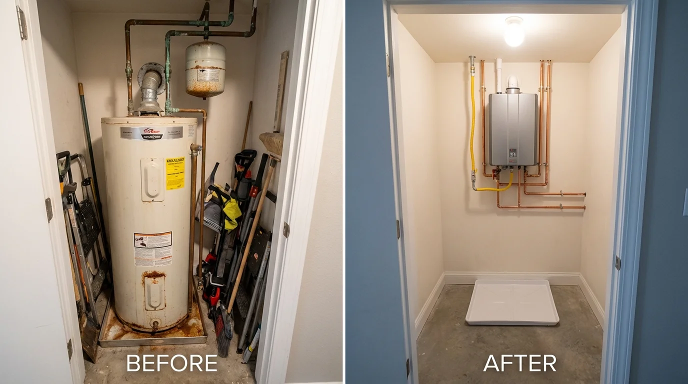 Tank water heater versus wall-mounted tankless unit comparison for Lincoln, AR homeowners
